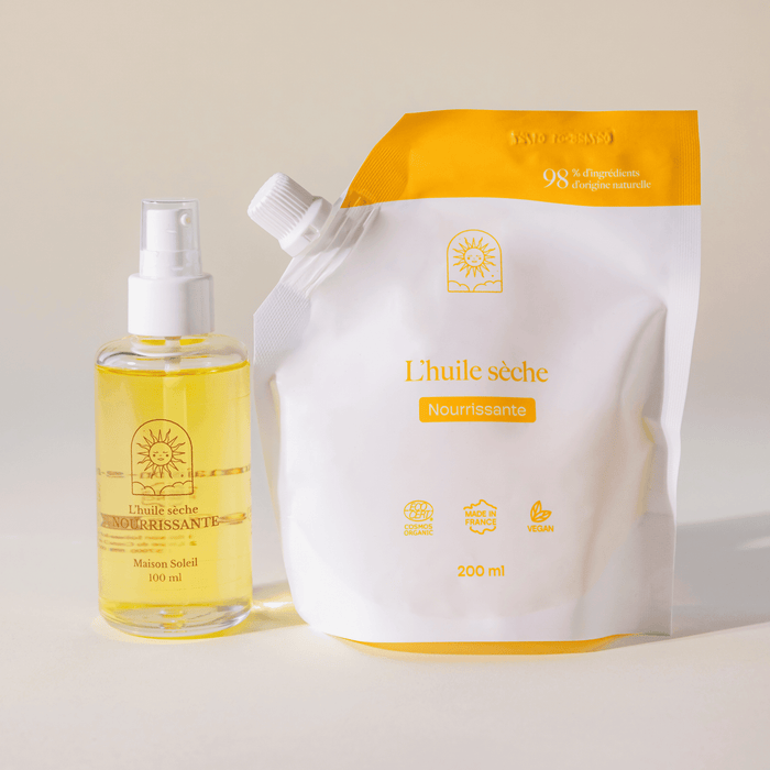 Huile sèche nourrissante BIO pour une peau douce et satinée : recharge grand format - Maison Soleil