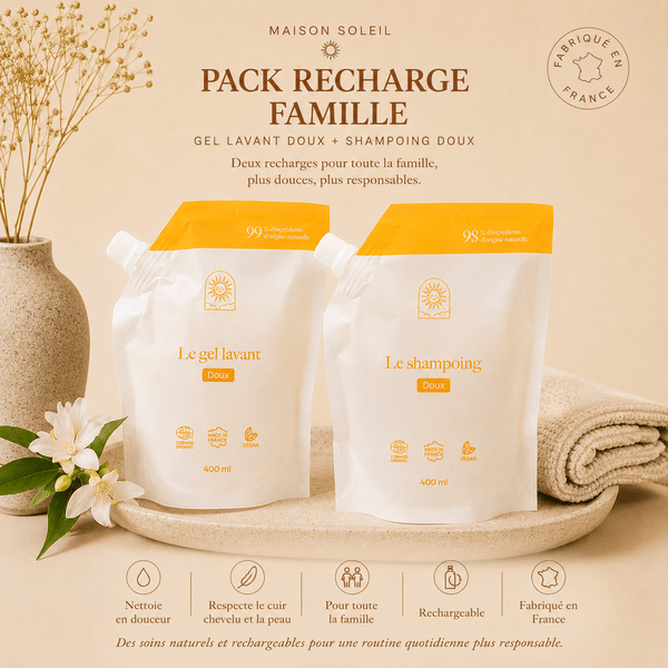 Pack recharges Famille : gel lavant et shampoing maxi format