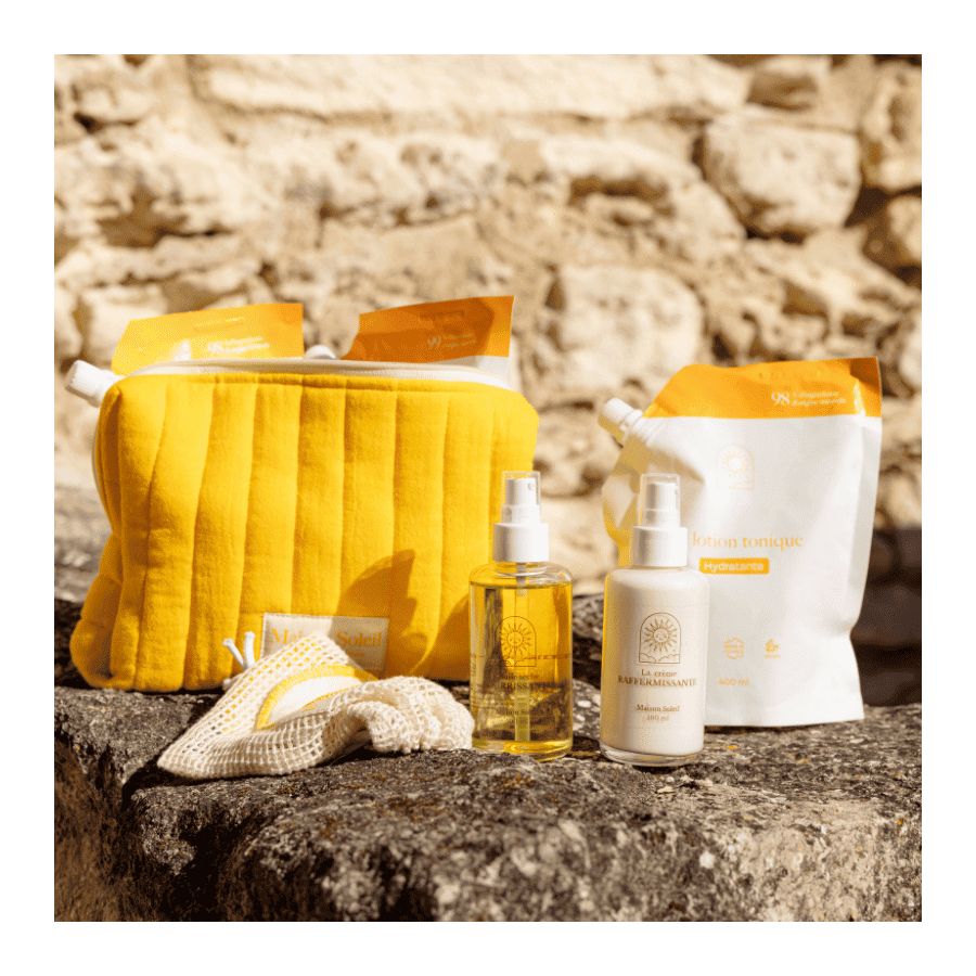 Pack Tonique Maison Soleil : crème raffermissante, lotion et trousse