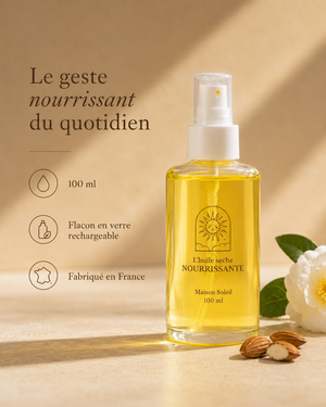 Huile sèche nourrissante : soin complet, peau soignée