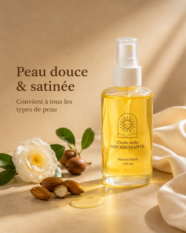 Huile sèche nourrissante : soin complet, peau soignée