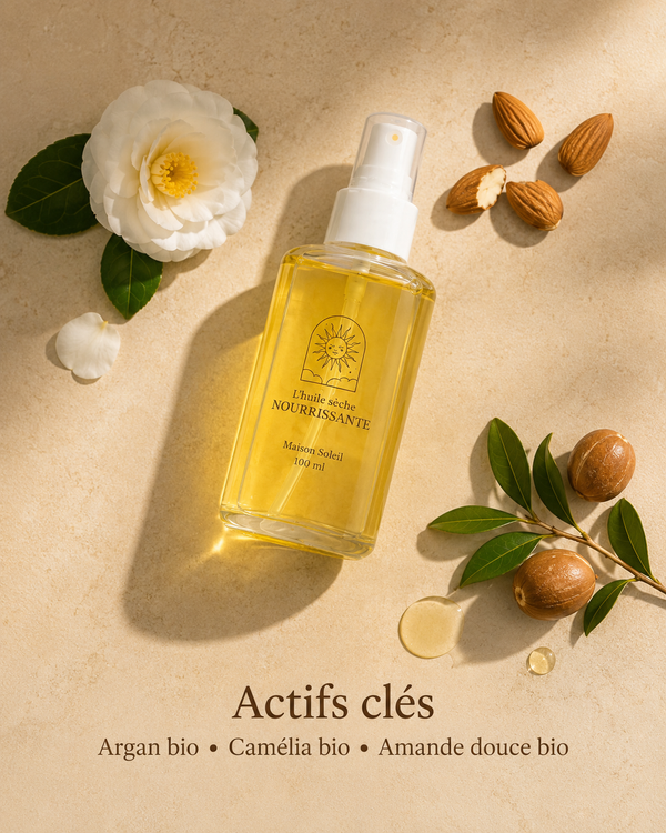 Huile sèche nourrissante : soin complet, peau soignée