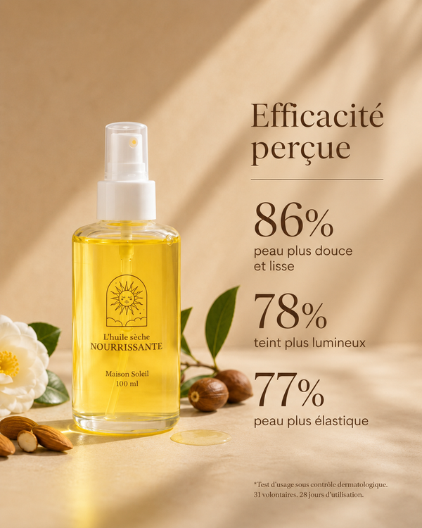 Huile sèche nourrissante : soin complet, peau soignée