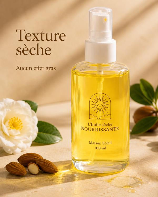 Huile sèche nourrissante : soin complet, peau soignée