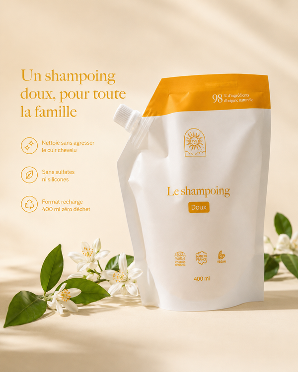 Shampoing doux sans sulfates - cheveux brillants & équilibrés