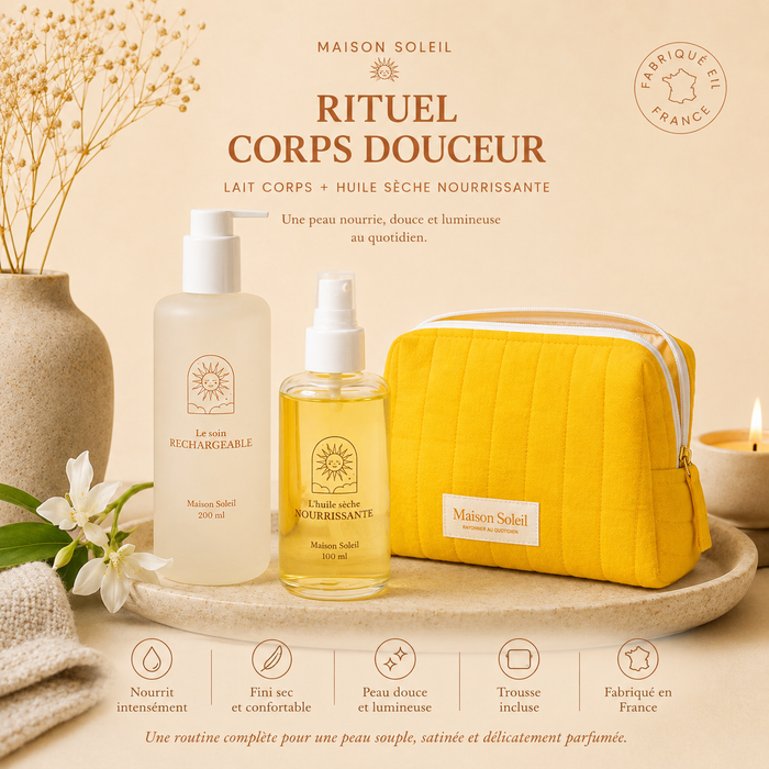 Rituel Corps Douceur : Lait corps et Huile sèche