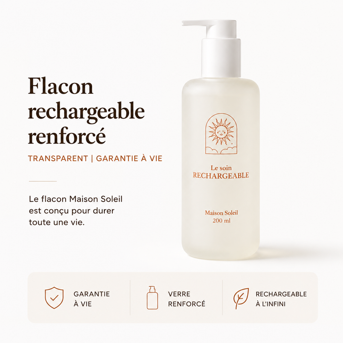 Flacon rechargeable renforcé : transparent | Garantie à vie