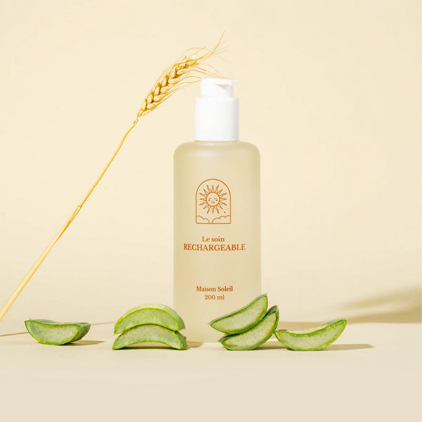 Gel lavant bio familial végan et naturel : Flacon en verre renforcé transparent - Maison Soleil