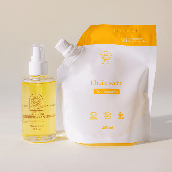 Huile sèche nourrissante BIO pour une peau douce et satinée : recharge grand format - Maison Soleil