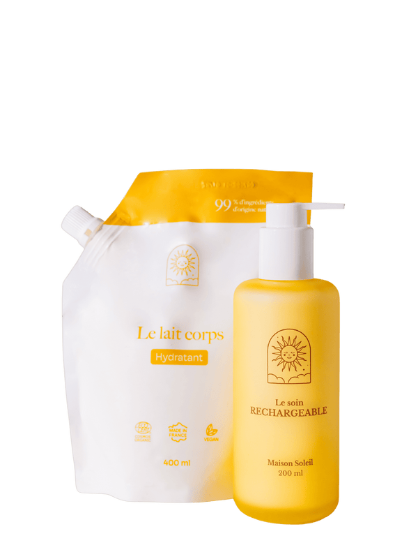 Pack Duo : Lait Corps Hydratant Bio recharge 400ml + Flacon en verre renforcé à remplir#variant_barcodeSoin corps & cheveux